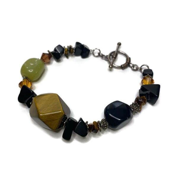 Multi Colored Natural Beaded Necklace and Bracelet - Picture 2 of 3